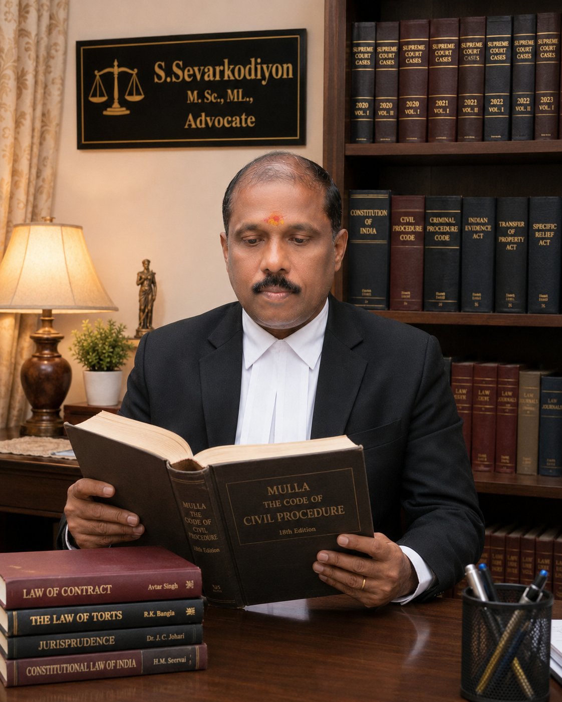 S. Sevarkodiyon reading law books